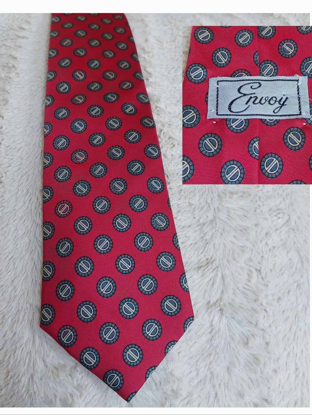 Envoy Men’s Tie Neckwear Red Patterned Silk